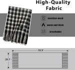 Black & White Plaid Tassel Scarf – Thick Warm Winter Shawl, Soft Breathable Large Wrap, Machine-Washable - Image 3