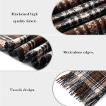 Vintage Brown & Navy Plaid Tassel Scarf – Thick Soft Winter Cashmere-Like Warm Long Scarf, Classic Tartan Style - Image 4
