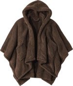 Thick Hooded Coral Fleece Wearable Shawl Blanket | Cozy Winter Cape Cardigan with Pockets