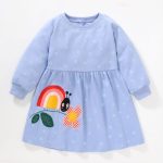 Baby Girl Long-Sleeve Dress with Rainbow Patch · Soft Polka Dot Outfit