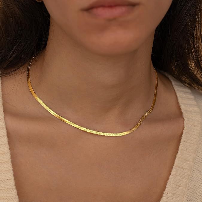 O1CN011k4m7A1ML2EZ04bkC_!!2218663731417-0-cib Minimalist Herringbone Chain Necklace – Women’s Elegant 18K Gold Plated Choker - Image 1