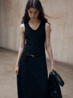 Sleeveless Knit Hooded Maxi Dress – Minimalist Slim-Fit Women’s Dress - Image 2