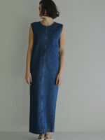 Minimalist Sleeveless Denim Maxi Dress – Straight Fit Long Dress