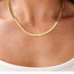 Minimalist Herringbone Chain Necklace – Women’s Elegant 18K Gold Plated Choker - Image 2