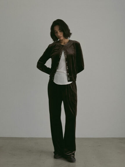 Women’s Velvet Wide-Leg Pants – High-Waist Loose Lounge & Casual Trousers