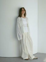 Vintage Pleated Tie Blouse – Women’s Loose Long-Sleeve Cotton Shirt - Image 3