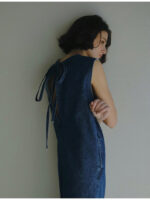 Minimalist Sleeveless Denim Maxi Dress – Straight Fit Long Dress - Image 4