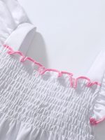 Summer Baby Girl 2-Piece Set | Animal Embroidered Ruffle Strap Top + Pink Bubble Shorts - Image 4