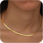 Minimalist Herringbone Chain Necklace – Women’s Elegant 18K Gold Plated Choker - Image 3