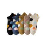 Women’s Colorful Polka Dot Ankle Socks Set | Soft Breathable Cotton Low-Cut Socks | Cute Casual Daily Boat Socks