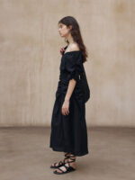 Off-Shoulder Ruched Midi Dress – Elegant Slim-Fit Women’s Dress - Image 4