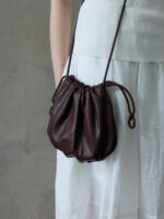 Soft Drawstring Mini Bag – Women’s Minimalist PU Leather Crossbody Shoulder Bag - Image 3