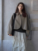 Minimalist Round-Neck Short Jacket – Women’s Loose-Fit Casual Coat