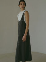 Minimalist Vintage Wide-Shoulder Pinafore Dress – Women’s Loose-Fit Long Overall Dress - Image 3