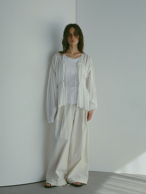 O1CN01utMEAt1Q7zSQp0CGb_!!1078531930-0-cib Vintage Pleated Tie Blouse – Women’s Loose Long-Sleeve Cotton Shirt - Image 1