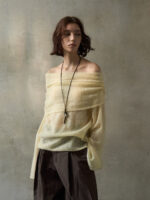 Women’s Off-Shoulder Lightweight Knit Sweater – Soft Wool Blend Pullover