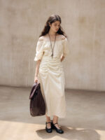 Off-Shoulder Ruched Midi Dress – Elegant Slim-Fit Women’s Dress - Image 2