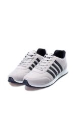 Men’s Ice Grey Sneakers with Navy Stripes | Lightweight & Breathable Casual Running Shoes