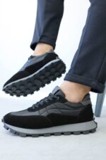 Men’s All-Black Lace-Up Casual Sneakers | Lightweight Anti-Slip Urban Running Shoes - Image 5