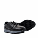 Men’s All-Black Lace-Up Casual Sneakers | Durable Anti-Slip Everyday Walking Shoes