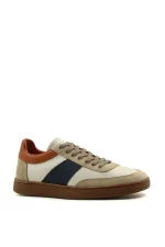 Men’s Retro Genuine Leather Casual Sneakers | Color-Block Design | Low-Top Lace-Up Comfort Shoes - Image 4